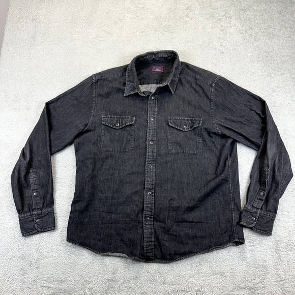 Untuckit Shirt Mens XL Black Denim Chambray Long Sleeve Button Up Western Rodeo - Picture 1 of 7